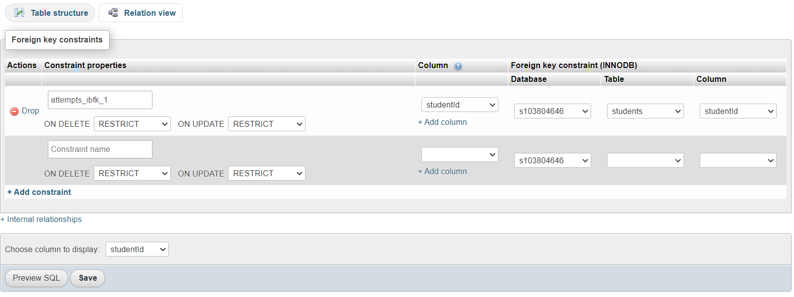 Relational database